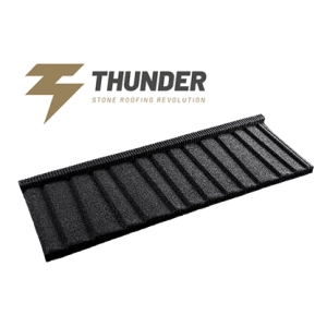 Thunder - Blacha z posypką kamienną doskonale imitująca gont drewniany kolor czarny Onyx